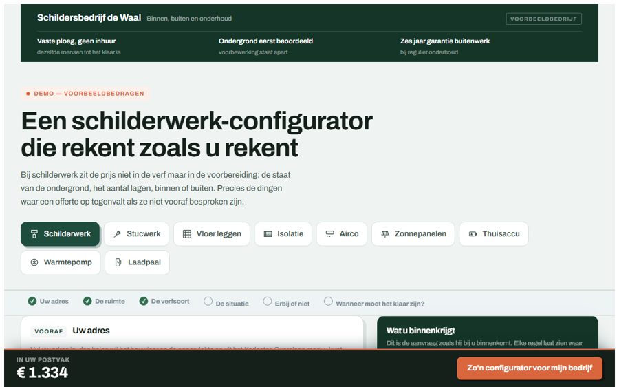 Scherm van de schilderwerk-configurator